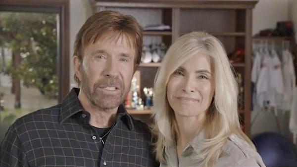 Chuck Norris and his wife Gena appear in a political ad released in early September 2012. - Provided courtesy of YouTube.com Chuck Norris and his wife Gena appear in a political ad released in early September 2012. - Provided courtesy of YouTube.com