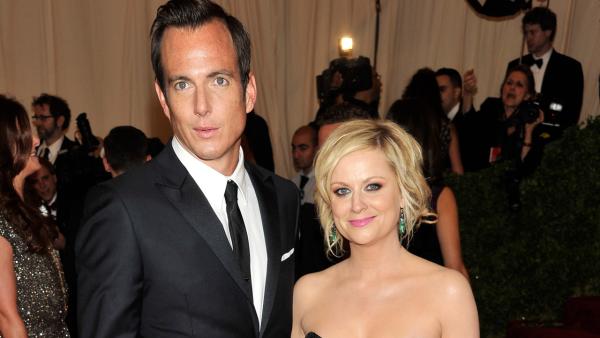 This May 7, 2012 file photo shows actors Will Arnett and Amy Poehler arriving at the Metropolitan Museum of Art Costume Institute gala benefit in New York.