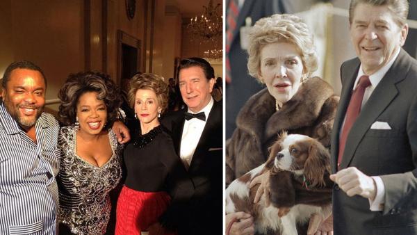 Oprah Winfrey posted this photo of herself with Lee Daniels (left), Jane Fonda and Alan Rickman (right) on her Instagram page on Sept. 10, 2012. / Nancy Reagan cradles her dog as she and President Reagan stroll near the White House on Dec. 6, 1985. - Provided courtesy of instagram.com/p/Pakt0YSS9A/ twitter.com/oprah / AP Photo / Dennis Cook Oprah Winfrey posted this photo of herself with Lee Daniels (left), Jane Fonda and Alan Rickman (right) on her Instagram page on Sept. 10, 2012. / Nancy Reagan cradles her dog as she and President Reagan stroll near the White House on Dec. 6, 1985. - Provided courtesy of instagram.com/p/Pakt0YSS9A/ twitter.com/oprah / AP Photo / Dennis Cook