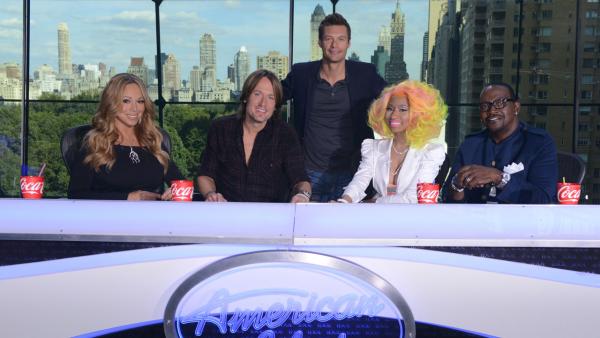 Nicki Minaj, Keith Urban, Mariah Carey and Randy Jackson appear in a 2012 promotional photos for American Idol on September 16, 2012. - Provided courtesy of Michael Becker / FOX Nicki Minaj, Keith Urban, Mariah Carey and Randy Jackson appear in a 2012 promotional photos for American Idol on September 16, 2012. - Provided courtesy of Michael Becker / FOX