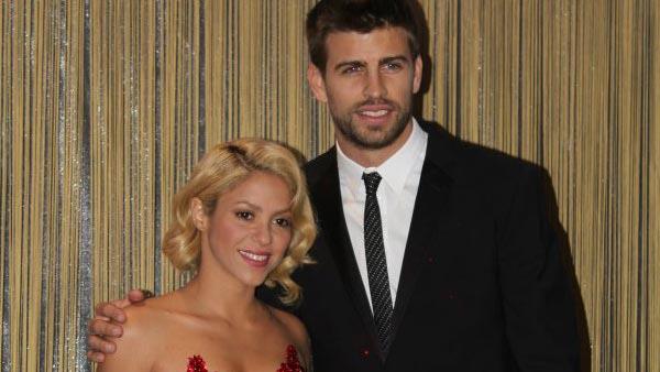 Shakira and Gerard Pique appear in a photo posted on the singer's official Facebook page on January 9, 2012.