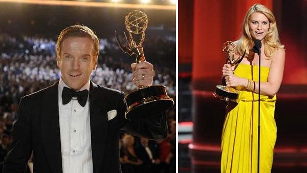Damian Lewis holds up his Emmy for Outstanding Lead Drama Actor for his role in Homeland at the 2012 Emmy Awards on Sept. 23, 2012. / Claire Danes holds up her Emmy for Outstanding Lead Drama Actress for her role in Homeland at the 2012 Emmy Awards. - Provided courtesy of ABC / Matt Brown Damian Lewis holds up his Emmy for Outstanding Lead Drama Actor for his role in Homeland at the 2012 Emmy Awards on Sept. 23, 2012. / Claire Danes holds up her Emmy for Outstanding Lead Drama Actress for her role in Homeland at the 2012 Emmy Awards. - Provided courtesy of ABC / Matt Brown