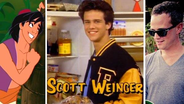 A scene from Disney's 1992 movie 'Aladdin.' / Scott Weinger appears in the opening credits of 'Full House.' / Scott Weinger is pictured at the 'Full House' 25th anniversary reunion on Sept. 22, 2012.)