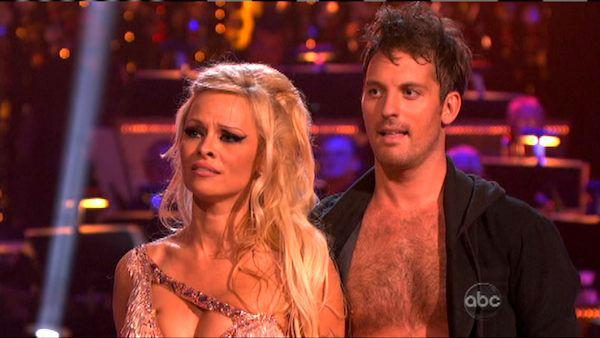 Pamela Anderson and Tristan MacManus appear in a still from 'Dancing With The Stars: All-Stars' on September 24, 2012.