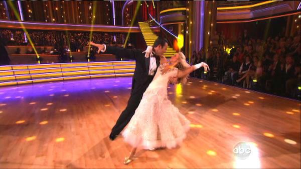 Helio Castroneves and Chelsie Hightower appear in a still from 'Dancing With The Stars: All-Stars' on September 24, 2012.