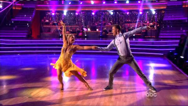 Shawn Johnson and Derek Hough appear in a still from 'Dancing With The Stars: All-Stars' on September 24, 2012.