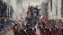 The students appear on the barricade in a scene...