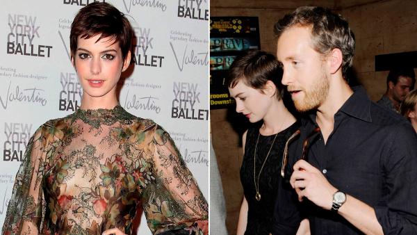 Anne Hathaway arrives at the New York City Ballet Fall Gala honoring fashion designer Valentino Garavani at Lincoln Center in New York on Sept. 20, 2012. / Actress Anne Hathaway and fiance Adam Shulman attend a special screening on Tuesday July 10, 2012. - Provided courtesy of AP Photo / Starpix, Amanda Schwab / Evan Agostini/Invision/AP Anne Hathaway arrives at the New York City Ballet Fall Gala honoring fashion designer Valentino Garavani at Lincoln Center in New York on Sept. 20, 2012. / Actress Anne Hathaway and fiance Adam Shulman attend a special screening on Tuesday July 10, 2012. - Provided courtesy of AP Photo / Starpix, Amanda Schwab / Evan Agostini/Invision/AP