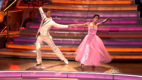 Kelly Monaco and Valentin Chmerkovskiy appear in a still from 'Dancing With The Stars: All-Stars' on October 1, 2012.