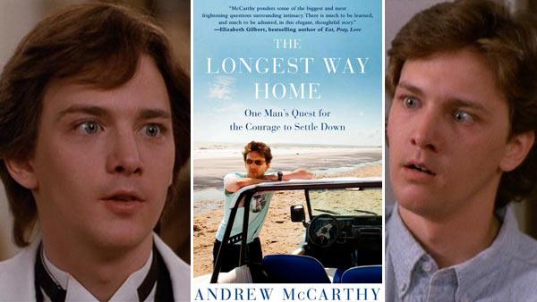 Andrew McCarthy appears in the ending scene (left) and a middle scene (right) from the 1986 movie Pretty in Pink. / Andrew McCarthy appears on the cover of his 2012 book: The Longest Way Home: One Mans Quest For The Courage To Settle Down. (middle) - Provided courtesy of Paramount Pictures / Free Press Andrew McCarthy appears in the ending scene (left) and a middle scene (right) from the 1986 movie Pretty in Pink. / Andrew McCarthy appears on the cover of his 2012 book: The Longest Way Home: One Mans Quest For The Courage To Settle Down. (middle) - Provided courtesy of Paramount Pictures / Free Press