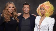 Nicki Minaj, Mariah Carey and Ryan Seacrest appear in a 2012 promotional photos for American Idol on September 16, 2012. - Provided courtesy of Michael Becker / FOX