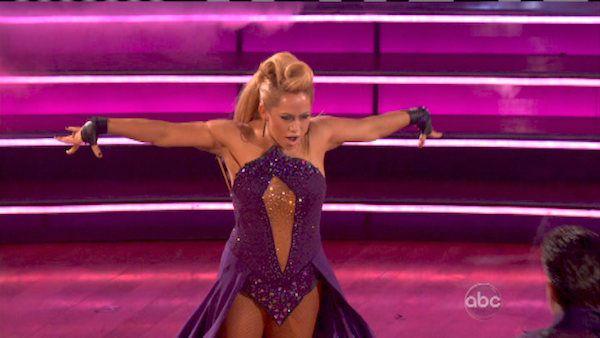 Disney Channel actress Sabrina Bryan and her partner Louis Van Amstel received 25.5 out of 30 points from the judges for their Paso Doble on 'Dancing With The Stars: All-Stars,' which aired on October 8, 2012.