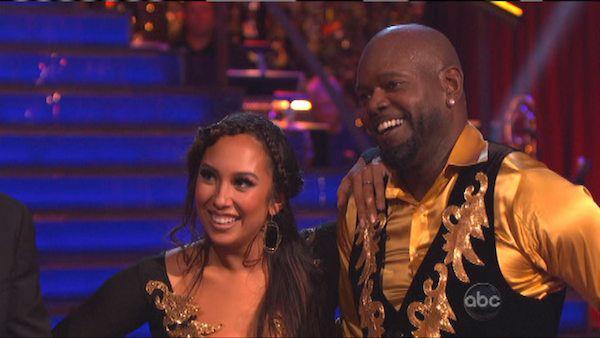 Retired NFL star Emmitt Smith and his partner Cheryl Burke received 25 out of 30 points from the judges for their Paso Doble on 'Dancing With The Stars: All-Stars,' which aired on October 8, 2012.