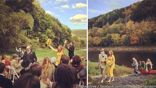 Amber Tamblyn and David Cross appear in a photo from their wedding on Oct. 7, 2012, as seen in this photo guest DJ Questlove posted on his Twitter and Instagram pages. / Amber Tamblyn is escorted to her wedding ceremony. - Provided courtesy of twitter.com/questlove / instagram.com/p/QjKKHKwa2p/ instagram.com/p/QjJxRKwa2i/ Amber Tamblyn and David Cross appear in a photo from their wedding on Oct. 7, 2012, as seen in this photo guest DJ Questlove posted on his Twitter and Instagram pages. / Amber Tamblyn is escorted to her wedding ceremony. - Provided courtesy of twitter.com/questlove / instagram.com/p/QjKKHKwa2p/ instagram.com/p/QjJxRKwa2i/