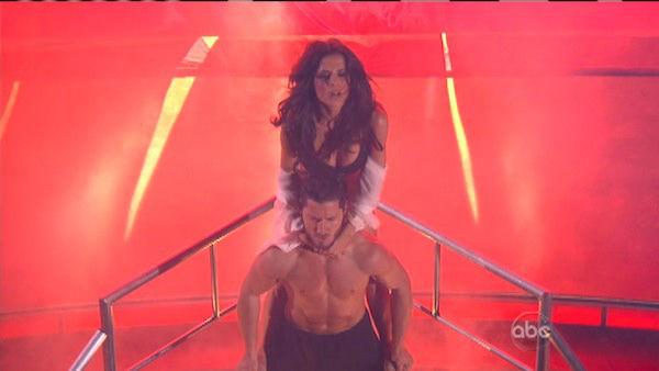 Kelly Monaco and Valentin Chmerkovskiy appear in a still from 'Dancing With The Stars: All-Stars' on October 15, 2012.