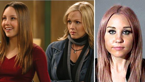 Jennie Garth and Amanda Bynes appear in a scene from the WB sitcom What I Like About You. / Amanda Bynes appears in a mug shot released by the Los Angeles County Sheriffs Department on April 6, 2012 after her DUI arrest. - Provided courtesy of Warner Bros. Television / Los Angeles County Sheriffs Department Jennie Garth and Amanda Bynes appear in a scene from the WB sitcom What I Like About You. / Amanda Bynes appears in a mug shot released by the Los Angeles County Sheriffs Department on April 6, 2012 after her DUI arrest. - Provided courtesy of Warner Bros. Television / Los Angeles County Sheriffs Department