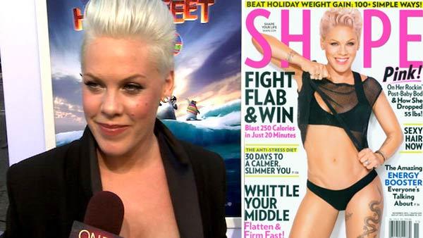 Pink talks to OnTheRedCarpet.com at the Hollywood premiere of Happy Feet Two. / Pink appears on the November 2012 cover of Shape magazine. - Provided courtesy of OTRC Pink talks to OnTheRedCarpet.com at the Hollywood premiere of Happy Feet Two. / Pink appears on the November 2012 cover of Shape magazine. - Provided courtesy of OTRC