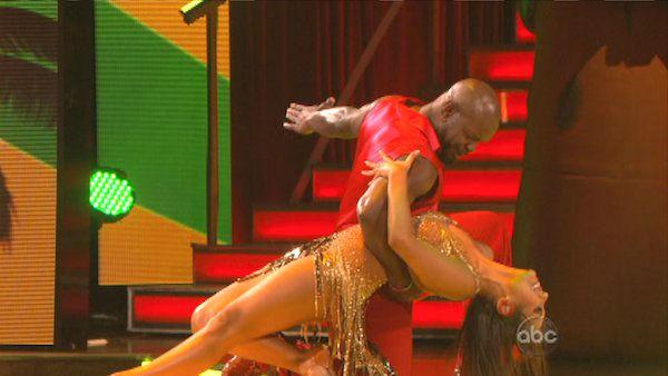 Emmitt Smith and Cheryl Burke appear in a still from 'Dancing With The Stars: All-Stars' on October 22, 2012.