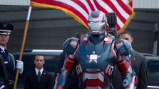 Iron Patriot appears in a scene from the 2013 Marvel film Iron Man 3. - Provided courtesy of Zade Rosenthal / Marvel / Walt Disney Pictures