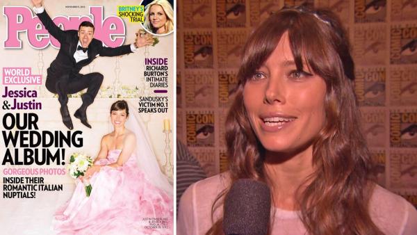 Jessica Biel and Justin Timberlake are pictured in their wedding gown and tuxedo on the cover of People magazines Oct. 19, 2012 issue. The two wed in Italy that day. / Jessica Biel talks to OTRC.com at San Diego Comic-Con on July 13, 2012. - Provided courtesy of Michael Muller / People / Time Inc. / OTRC Jessica Biel and Justin Timberlake are pictured in their wedding gown and tuxedo on the cover of People magazines Oct. 19, 2012 issue. The two wed in Italy that day. / Jessica Biel talks to OTRC.com at San Diego Comic-Con on July 13, 2012. - Provided courtesy of Michael Muller / People / Time Inc. / OTRC