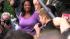 Oprah Winfrey watches on while Justin Bieber...