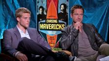 Gerard Butler and Jonny Weston appear in an interview for Chasing Mavericks with OTRC.com on October 19, 2012. - Provided courtesy of OTRC