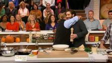 Jake Gyllenhaal appears with Mario Batali on the ABC show The View on Oct. 25, 2012. - Provided courtesy of ABC