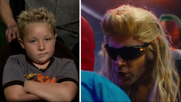 Johnny Knoxville (right), dressed like Dog the Bounty Hunter, appears with Jackson Nicoll, dressed like Spider-Man, in a scene from the 2012 movie Fun Size. / Jackson Nicoll talks to OTRC.com about Fun Size in October 2012. - Provided courtesy of Paramount Pictures / OTRC Johnny Knoxville (right), dressed like Dog the Bounty Hunter, appears with Jackson Nicoll, dressed like Spider-Man, in a scene from the 2012 movie Fun Size. / Jackson Nicoll talks to OTRC.com about Fun Size in October 2012. - Provided courtesy of Paramount Pictures / OTRC