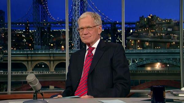 David Letterman appears on The Late Show with David Letterman on CBS on Oct. 29, 2012. - Provided courtesy of CBS / Worldwide Pants David Letterman appears on The Late Show with David Letterman on CBS on Oct. 29, 2012. - Provided courtesy of CBS / Worldwide Pants