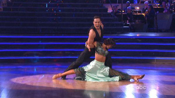 Apolo Anton Ohno and Karina Smirnoff appear in a still from 'Dancing With The Stars: All-Stars' on November 12, 2012.