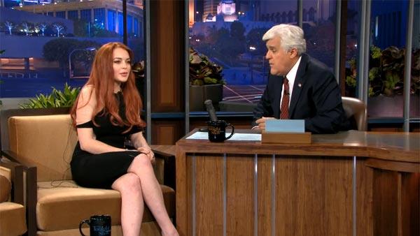 Lindsay Lohan talks to Jay Leno on NBCs Tonight Show on Nov. 20, 2012. - Provided courtesy of NBC Lindsay Lohan talks to Jay Leno on NBCs Tonight Show on Nov. 20, 2012. - Provided courtesy of NBC