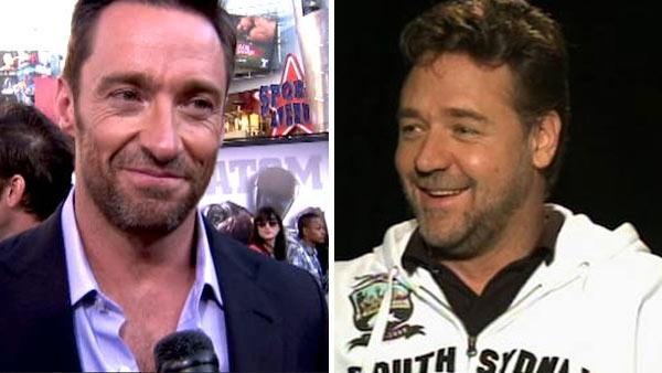 Hugh Jackman talks to OnTheRedCarpet.com at the Hollywood premiere of Real Steel. / The Les Miserables musical logo. / Russell Crowe talks to OnTheRedCarpet.com in 2010. - Provided courtesy of OTRC Hugh Jackman talks to OnTheRedCarpet.com at the Hollywood premiere of Real Steel. / The Les Miserables musical logo. / Russell Crowe talks to OnTheRedCarpet.com in 2010. - Provided courtesy of OTRC