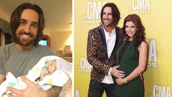 Jake Owen Tweeted this photo of his newborn daughter, Olive Pearl, on Nov. 22, 2012. / Jake Owen and wife Lacey Buchanan appear at the CMA Awards on Nov. 1, 2012.