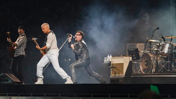 U2 appears in a photo from their official Facebook page on August 10, 2010.