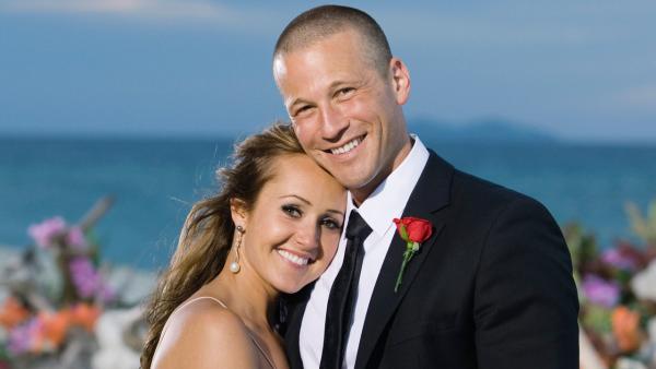  Ashley Hebert and J.P. appear in a scene from 'The Bachelorette' season 7 finale, which aired on August 1, 2011 on ABC.