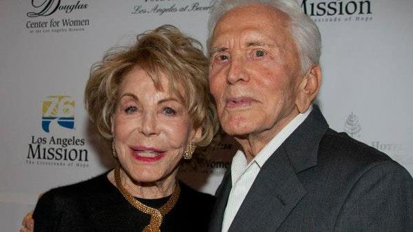 Anne and Kirk Douglas appear at the 20th anniversary of the Anne Douglas Center for Women at the Los Angeles Mission on September 13, 2012.