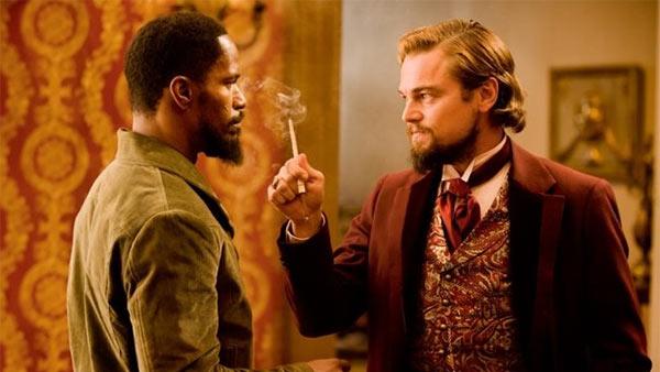 Jamie Foxx and Leonardo DiCaprio appear in a scene from the 2012 movie Django Unchained. - Provided courtesy of Andrew Cooper / The Weinstein Company Jamie Foxx and Leonardo DiCaprio appear in a scene from the 2012 movie Django Unchained. - Provided courtesy of Andrew Cooper / The Weinstein Company