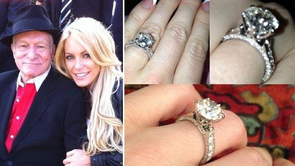 Hugh Hefner, left, and Crystal Harris in a Twitter photo taken in 2010. / A photo of Harris engagment ring taken on December 11, 2012. - Provided courtesy of Twitter.com/crystalharris Hugh Hefner, left, and Crystal Harris in a Twitter photo taken in 2010. / A photo of Harris engagment ring taken on December 11, 2012. - Provided courtesy of Twitter.com/crystalharris