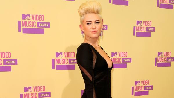 Miley Cyrus appears at the MTV Video Music Awards on Thursday, Sept. 6, 2012.
