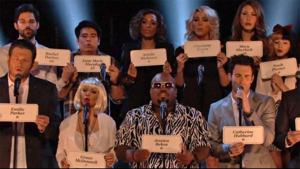 The Voice judges and finalists sing Hallelujah on the NBC show on Dec. 17, 2012. - Provided courtesy of NBC The Voice judges and finalists sing Hallelujah on the NBC show on Dec. 17, 2012. - Provided courtesy of NBC