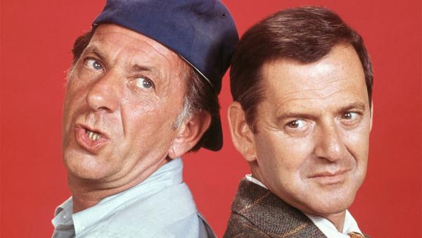 Jack Klugman (left) appears as Oscar Madison and Tony Randall as Felix Unger in this publicity photo for the 1970s show 'The Odd Couple.'