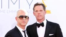 Ryan Murphy, left, and David Miller arrive at the 64th Primetime Emmy Awards at the Nokia Theatre on Sunday, Sept. 23, 2012, in Los Angeles. - Provided courtesy of Matt Sayles / Invision / AP