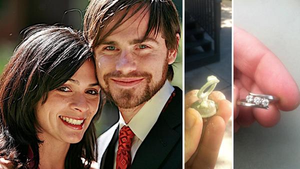 Rider Strong and Alexandra Barreto appear in a photo the actor's rep provided on Dec. 27, 2012, the day he announced the two are engaged. / The engagement ring Rider Strong designed for his fiancee.