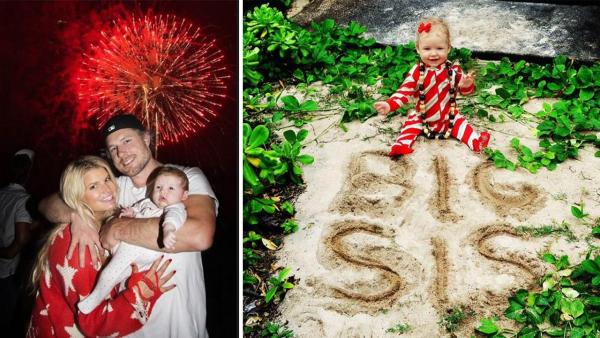 Jessica Simpson, Eric Johnson and their daughter Maxwell Drew appear in a photo posted on Simpson's Twitter page on July 5, 2012. / The couple's daughter Maxwell Drew is pictured in a photo posted on Simpson's Twitter page on Dec. 25, 2012.