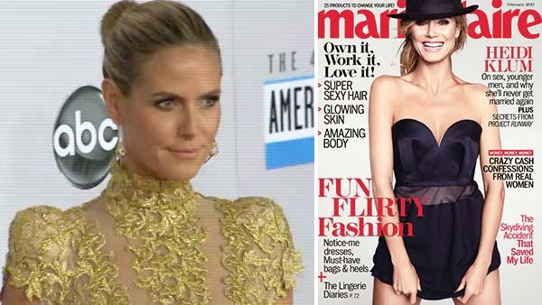 Heidi Klum poses on the red carpet at the 2012 American Music Awards (AMAs) in L.A. on Nov. 18, 2012. / Heidi Klum appears on the cover of Marie Claire magazines February 2013 issue. - Provided courtesy of OTRC / Hearst Communication, Inc. Heidi Klum poses on the red carpet at the 2012 American Music Awards (AMAs) in L.A. on Nov. 18, 2012. / Heidi Klum appears on the cover of Marie Claire magazines February 2013 issue. - Provided courtesy of OTRC / Hearst Communication, Inc.