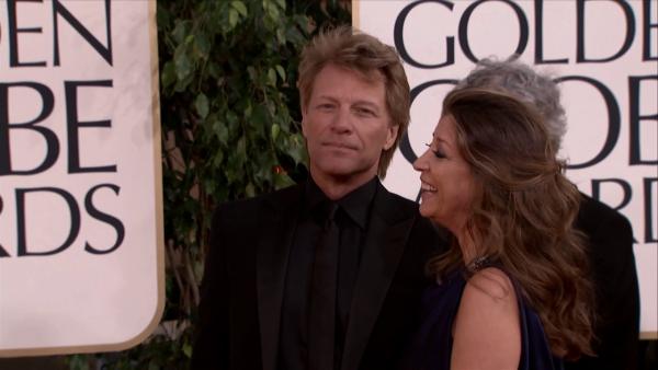 Jon Bon Jovi and wife Dorothea appear at the 2013 Golden Globe Awards in Beverly Hills, California on Jan. 13, 2013.