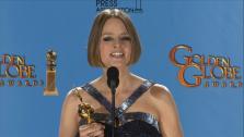 Jodie Foster talks to reporters backstage at the 2013 Golden Globes on Jan. 13, 2013. - Provided courtesy of OTRC