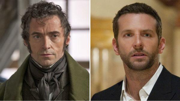 Hugh Jackman appears in a scene from 'Les Miserables.' / Bradley Cooper appears in a scene from 'Silver Linings Playbook.'