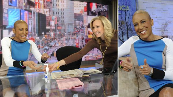 Robin Roberts appears on Good Morning America on Monday, January 24, 2013. / Roberts and Lara Spencer appear on the GMA set on January 24, 2013. - Provided courtesy of Ida Mae Astute/ABC Robin Roberts appears on Good Morning America on Monday, January 24, 2013. / Roberts and Lara Spencer appear on the GMA set on January 24, 2013. - Provided courtesy of Ida Mae Astute/ABC