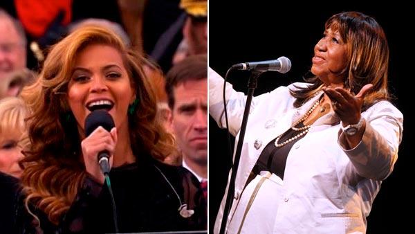 Beyonce performs the national anthem after President Barack Obamas ceremonial swearing-in ceremony during the 57th Presidential Inauguration. / Aretha Franklin performs during A Tribute to Marvin Hamlisch on Tuesday, Sept. 18, 2012 in New York. - Provided courtesy of ABC News / Jason DeCrow/Invision/AP Images Beyonce performs the national anthem after President Barack Obamas ceremonial swearing-in ceremony during the 57th Presidential Inauguration. / Aretha Franklin performs during A Tribute to Marvin Hamlisch on Tuesday, Sept. 18, 2012 in New York. - Provided courtesy of ABC News / Jason DeCrow/Invision/AP Images